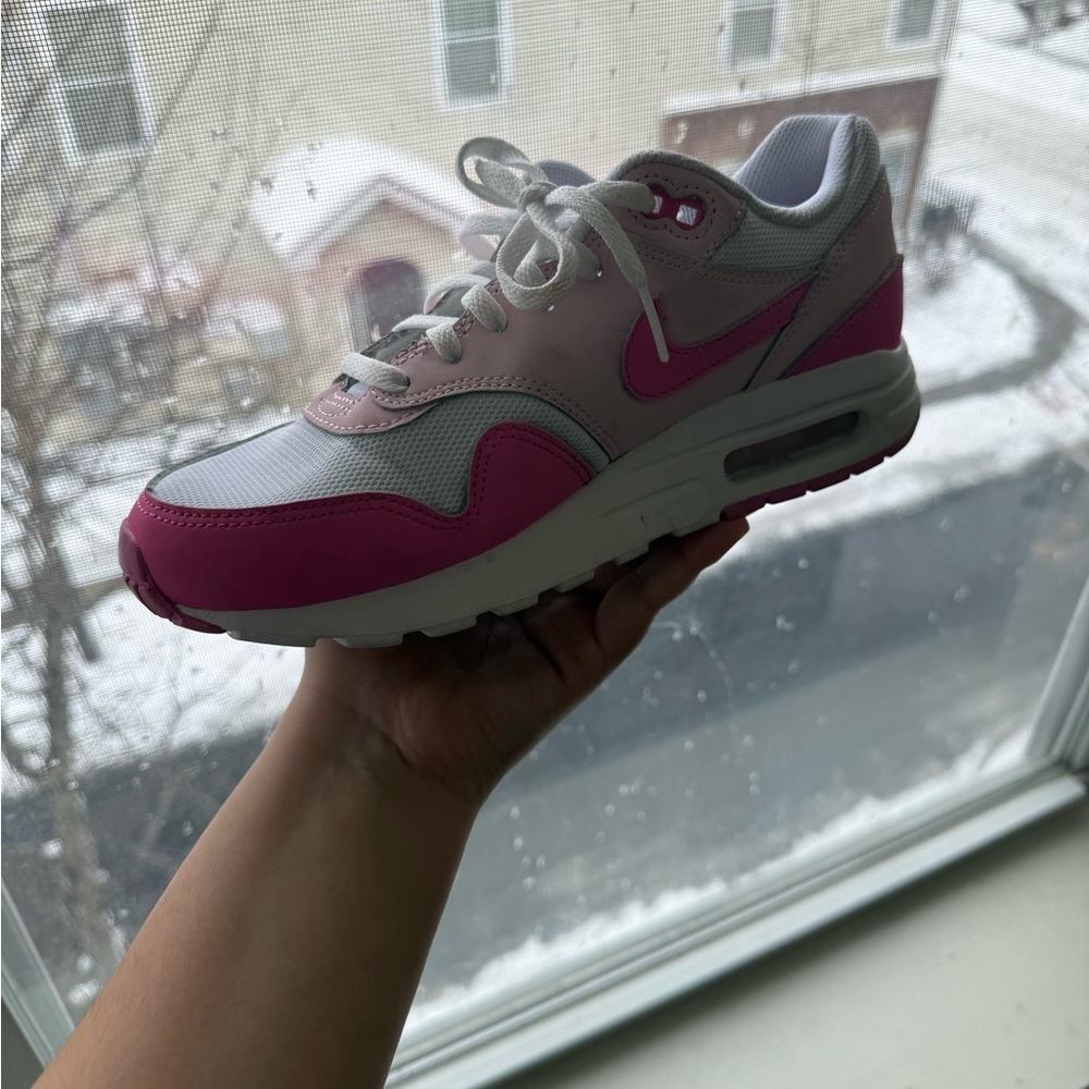 Nike Women's Pink and White Sneakers air max 1 boys size 6 - Picture 10 of 12